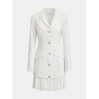 White Tailored Button-front Blazer Jacket Pleated Dress  Commense Xs  Nwt