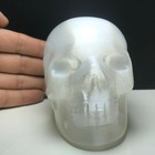 1035g Natural Selenite Carved Crystal Skull  Realistic  Crystal Healing cx