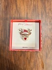 Betsey Johnson Winking Reindeer Pearl Christmas Holiday Brooch Pin New In Box
