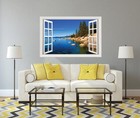 Lake Waterfront  2 Mountains Wall Decal Sticker Graphic Art Mural -  4 Sizes 