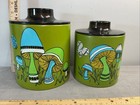 Ransburg Mushroom Butterfly Canisters Pair Vintage Groovy Retro 60s 70s Mcm