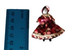 Vtg Dollhouse Miniature Bisque Porcelain Doll 1 5  Floral Calico Dress   Bonnet 