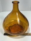 Vintage  Amber Hand Blown  Glass Demi Bottle Hand Blown Decanter 8   