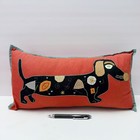 Patchwork Folk Art Multicolor Dachshund Weiner Dog Decorative Rectangle Pillow
