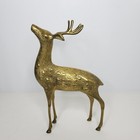 Vintage Pair Of Brass Spotted Deer Buck And Doe Large Figurines 13 1 2    8 1 2 