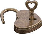 Antique Brass Heart Padlock Key Lock Vintage Travel Luggage Storage Small New Us