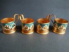 Rare Cup Holders 4 Pieces Vintage Ussr Gilding Griffins Aluminum