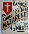 Large 1950s Vintage Banner Kansas Ghost Town Vintage Church Of The Nazarene Sign