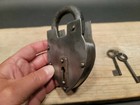 Antique Vintage Style Cast Iron Steel Heart Bridge Padlock Lock   Key 