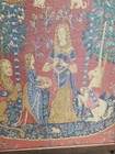 Vintage French Tapestry Folding Screen Medieval Lady   Unicorn 