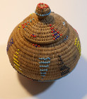Lombok Indonesia Beaded Lidded Basket R3