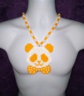 Yellow Bowtie Panda Perler Bead Kandi Necklace-edc-rave-festival-plur-edm