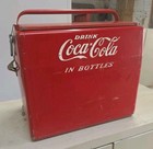 Vintage 1950 s Cavalier Coca-cola Metal Picnic Cooler - In Great Shape 