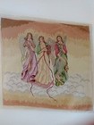 Finished Cross Stitch Pieces Playing Angels 12  12  Handcrafted Embroidered Wool