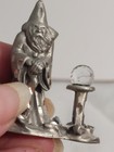 Wizard Figure Crystal Ball Pewter 1985 Solid Vintage Mystical Magical Fairytale