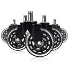 5 Pack Heavy Duty 3  Office Chair Caster Rubber Swivel Wheels Replacement