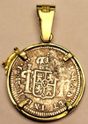 1773 Spanish Lima Peru 1 2 Reales In 14k Bezel W  Turtle Adornment