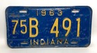 Vintage 1963 Blue   Yellow Starke County  Indiana License Plate B491
