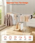 Vevor 2-tier Foldable Clothes Drying Rack With Sock Clips   21 Drying Rods White