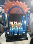 Rare Folk Art Cats  Wooden  Hand Carved And Painted  On The Swing  10  By 6  5 