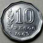 1963 - Argentina - 10 Pesos  - Nickel Clad Steel - 4 9g P74