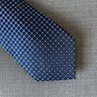 Calvin Klein Men s Neck Tie Navy Blue Grid Silk Blend Msrp  69 50