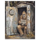Vintage Sasquatch Bigfoot Art Print Outhouse Artwork Bathroom Wall Decor Gift