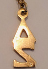 Vntg   60 s Delta Zeta Sorority 10k G f  Necklace W 10k Solid Gold Lavaliere