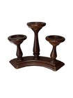 Vtg Wood Triple Candle Holder Candelabra Rustic Farmhouse Centerpiece Cottage