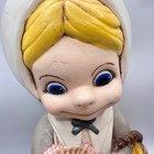 Vintage Atlantic Mold Ceramic Smiley Pilgrim Girl Figurine Thanksgiving Pie
