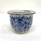 Antique Chinese Blue And White Jardiniere Planter Porcelain Pot Lotus Flower