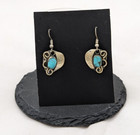 Sterling Silver Dangle Earrings With Beautiful Turquoise Stone - Free Shipping