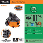 Ridgid 4 Gallon 5 0 Peak Hp Portable Shop Vac Wet Dry Vacuum With Fine Dust Filt