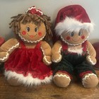 Dandee Gingerbread Christmas Plush Dolls Vtg Boy   Girl Kids 15    X 9    Pair Set