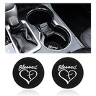 Dickno 2pcs Car Cup Holder Coaster  2 76 Inch Blessed Cross And 2 Pcs Black