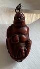 Netsuke Style Hand Carved Samurai Figurine Amulet Pendant  Vintage 