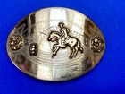 Barrel Horse Rider Vtg Nickel Silver Belt Buckle W  Bronze Trim By Don Ricardo