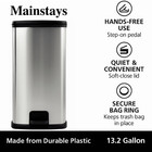 Mainstays Kitchen Trash Can 13 2 Gallon Plastic Step Garbage Bin With Lid silver