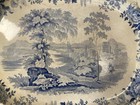 Davenport Antique Blue White Ceramic Transferware Rectangle Meat Platter 