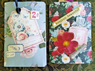 2 Handmade Scrapbook Junk Journal Mini Albums Folders Vintage Floral Theme 7x5
