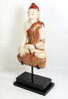 Fine Antique 19th Century Burmese Carved White Marble Statue Of Seated Buddha
