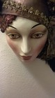 Clay Art Usa Ceramic Lady Face Mask Feathers Beautiful Wall Hanging Burlesque