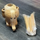 Vintage Elephant Toothpick Holder Wood Carved Novelty Dispenser With Toothpicks