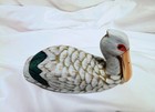Wooden Pelican Figurine Hand-carved And Hand-painted  Unique Beautiful Vintage