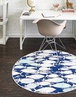  Ariel Collection Area Rug - Fish  blue  Ivory  4  1  Round Blue ivory