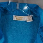 Vintage Victoria s Secret Womens Petite Small  Satin Robe Teal Blue Gold Label