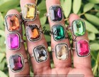 Sale Multi Faceted Topaz Gemstone Rings Lot 925 Sterling Silver Plated Jewellery