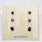 3 Pair Sundance Catalog Sterling Silver Stud Earrings  carnelian Lapis Turquoise