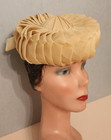 Vintage 1950s Cream Ivory Pleated Chiffon Pillbox Hat Topper