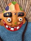 Vtg Korean Miniature Tal Wood Carved Mask Hand Painted Wall Art Myth Shaman Folk